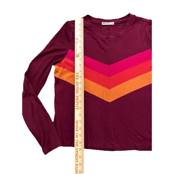 Marine Layer Long Sleeve Top Women’s Size M Chevron Stripe Burgundy - Picture 3 of 8